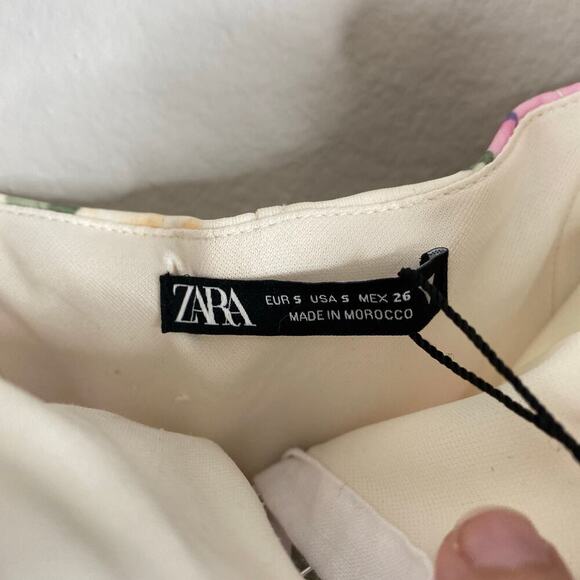 ZARA Floral Print Corset Crop Top Strapless Bustier Feminine Size Small NWT - Picture 3 of 10